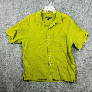 Royal Robbins Shirt Mens Large Lime Green Short Sleeve Camp Safari Button Up